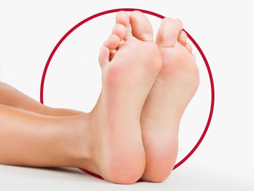 Closeup view of woman foot with clear sole after Canesten treatment